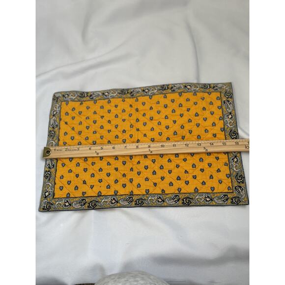 Valdrôme France Quilted Cotton Placemat Yellow Blue Provençal Print Vintage - Picture 4 of 5